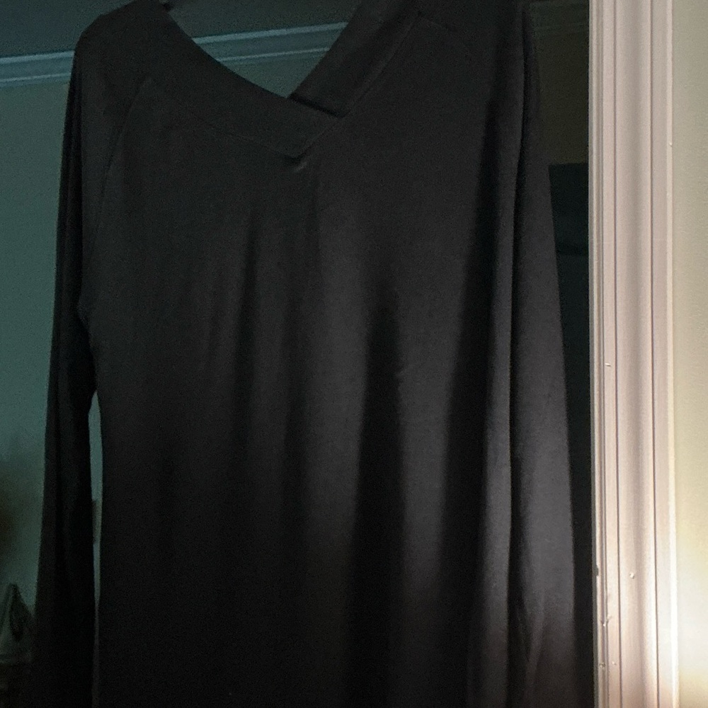 Soft Surroundings Charcoal V-Neck Long Sleeve Top